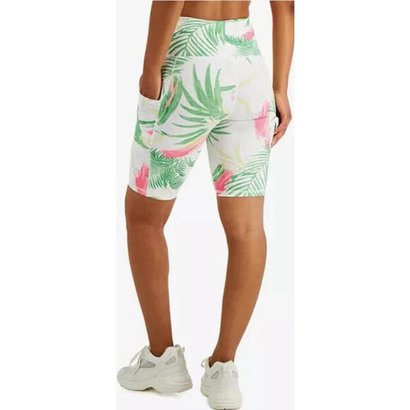 Ideology Women's Pastel Palms Bike Shorts Polyester Multicolor, XXL - Picture 2 of 3